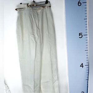 Koret Creme White Flannel Pants‎ Belted 10 Petite